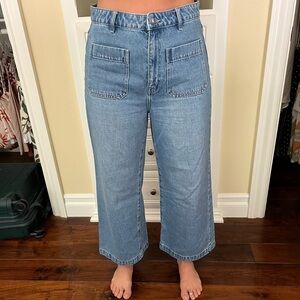 High rise wide leg crop jeans